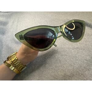 Vans Hip Cat Sunglasses Translucent Green Polycarbonate UV400 Y2K Retro Preppy